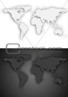 Dark and light grey vector world map design