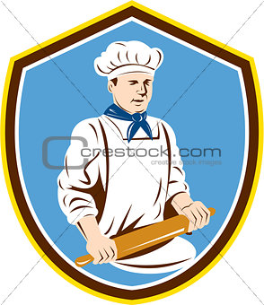 Baker Chef Cook Rolling Pin Shield Retro