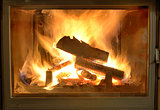burning wood in fireplace
