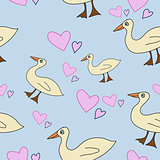 Seamless pattern with cartoony ducks