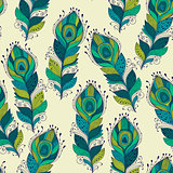 Vector seamless Pattern with peacock feathers