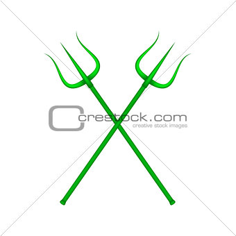 Two crossed tridents in green design