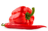 Red sweet and hot chili peppers close up