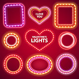 Valentines Neon Lights Frames with a Copy Space Set2