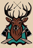 illustration of a stag's head as a trophy