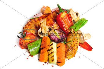 grilled chicken fillet and vegetables