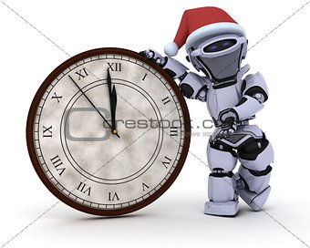 Robot with clock at new years
