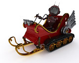 Android in snowmobile sleigh