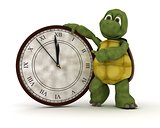 tortoise with a clock at new years