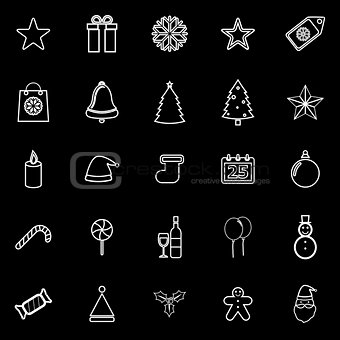 Christmas line icons on black background