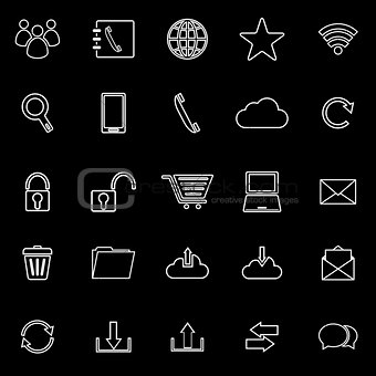 Communication line icons on black background