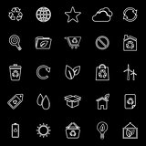 Ecology line icons on black background