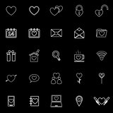 Love line icons on black background
