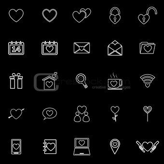 Love line icons on black background
