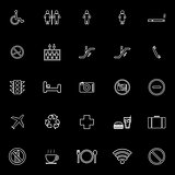 Public line icons on black background