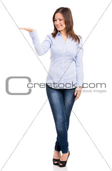 Woman showing something on the hand