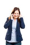 Business woman talking at phone