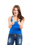 Young woman with thumbs up