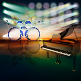 abstract jazz background with piano on music stage