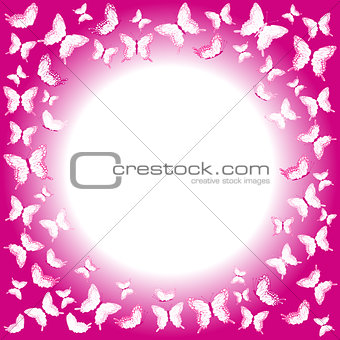 Pink butterflies border with place for your text