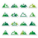 Mountain vector green icons set