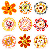 Set of doodle flowers