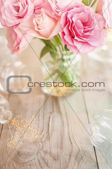 Light vertical background retro with roses 