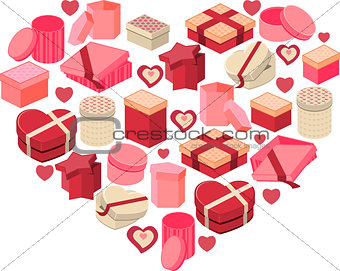 Stylized pink heart made of hearts