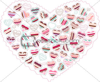 Stylized pink heart made of hearts  isolated
