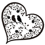 heart with birds and flowers