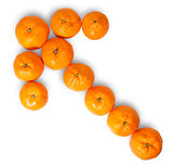 Ripe Juicy Orange Tangerine Lined As A Left Arrow