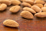 almonds on wood table