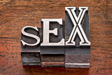 sex word in metal type
