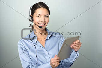 Customer Representative Holding Tablet Computer