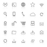 Communication line icons with reflect on white background