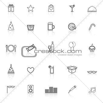 Party line icons with reflect on white background