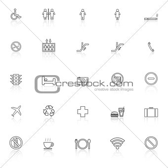 Public line icons with reflect on white background