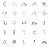 Weather line icons with reflect on white background