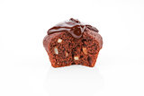 Delicious muffin with chocolate isolated.