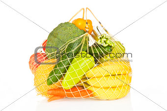 Fruits and vegetable bag isolated.