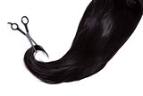 Long black hair with professional scissors 