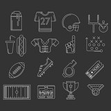 American football outline vector icons