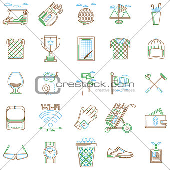 Vector collection of contour icons for golf