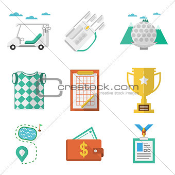 Colored vector icons for golf