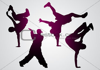  Breakdancers  black silhouettes