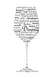 Food and dining concept on a wine glass shaped word collage