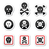 Death, skull with bones vector icons set