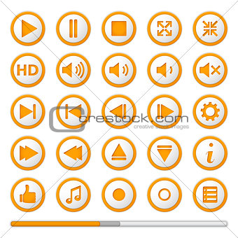 Orange Media Player Buttons