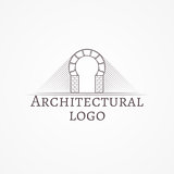 Vector illustration of brick round arch icon with text
