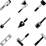 Black vector icons for woodwork tools
